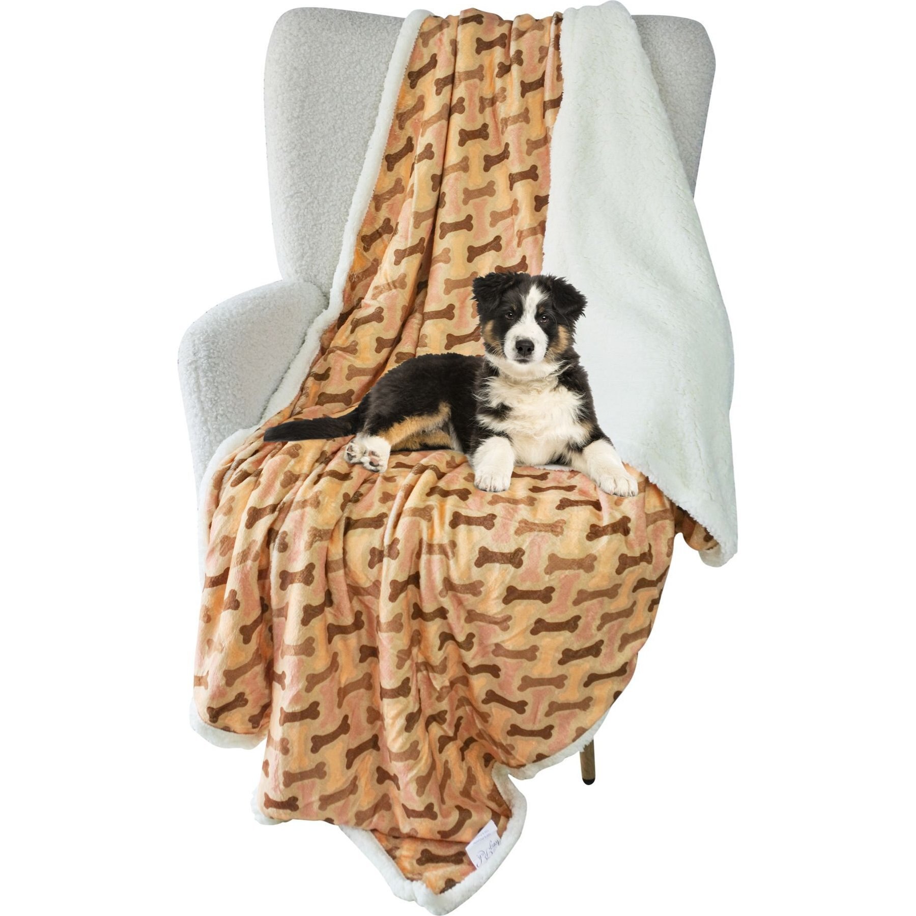 HappyCare Textiles Ultra Soft Cozy Flannel Paw Print Sherpa Cat & Dog Blanket, 50x60-in