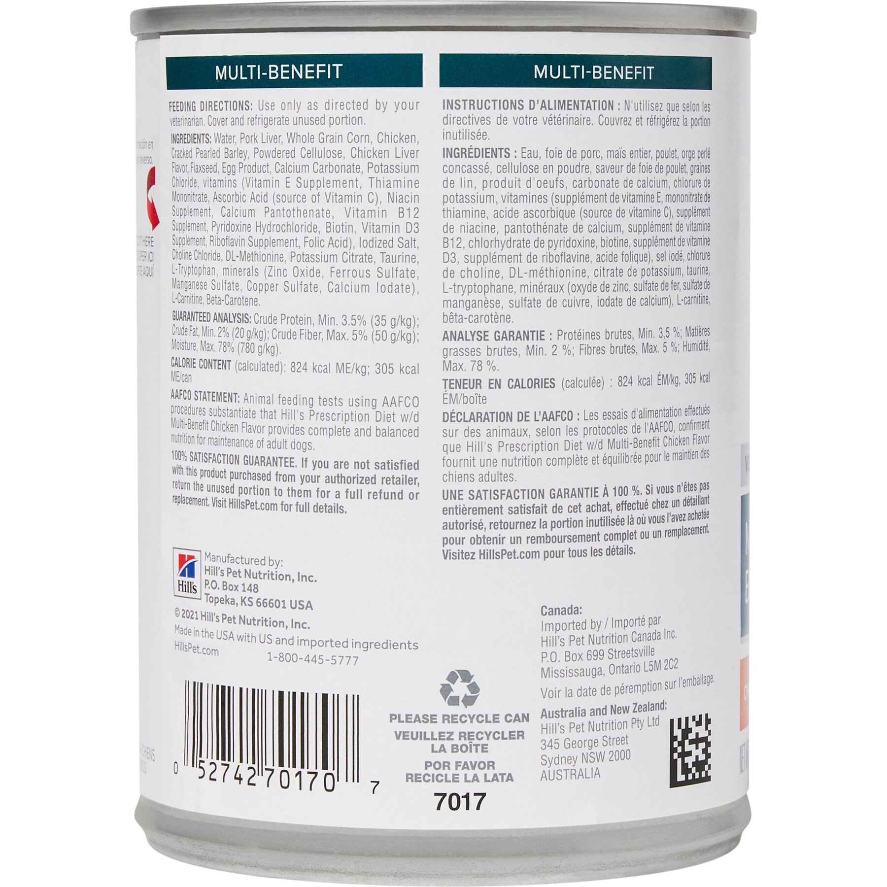 Hill's Prescription Diet w/d Multi-Benefit with Chicken Wet Dog Food