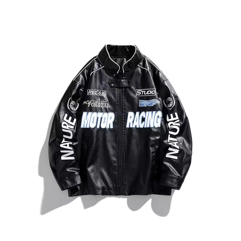 Autumn Varsity Long Sleeve Motorcycle Racing Baseball Jacket Women Y2k Printed Casual Loose Coat Single-Breasted