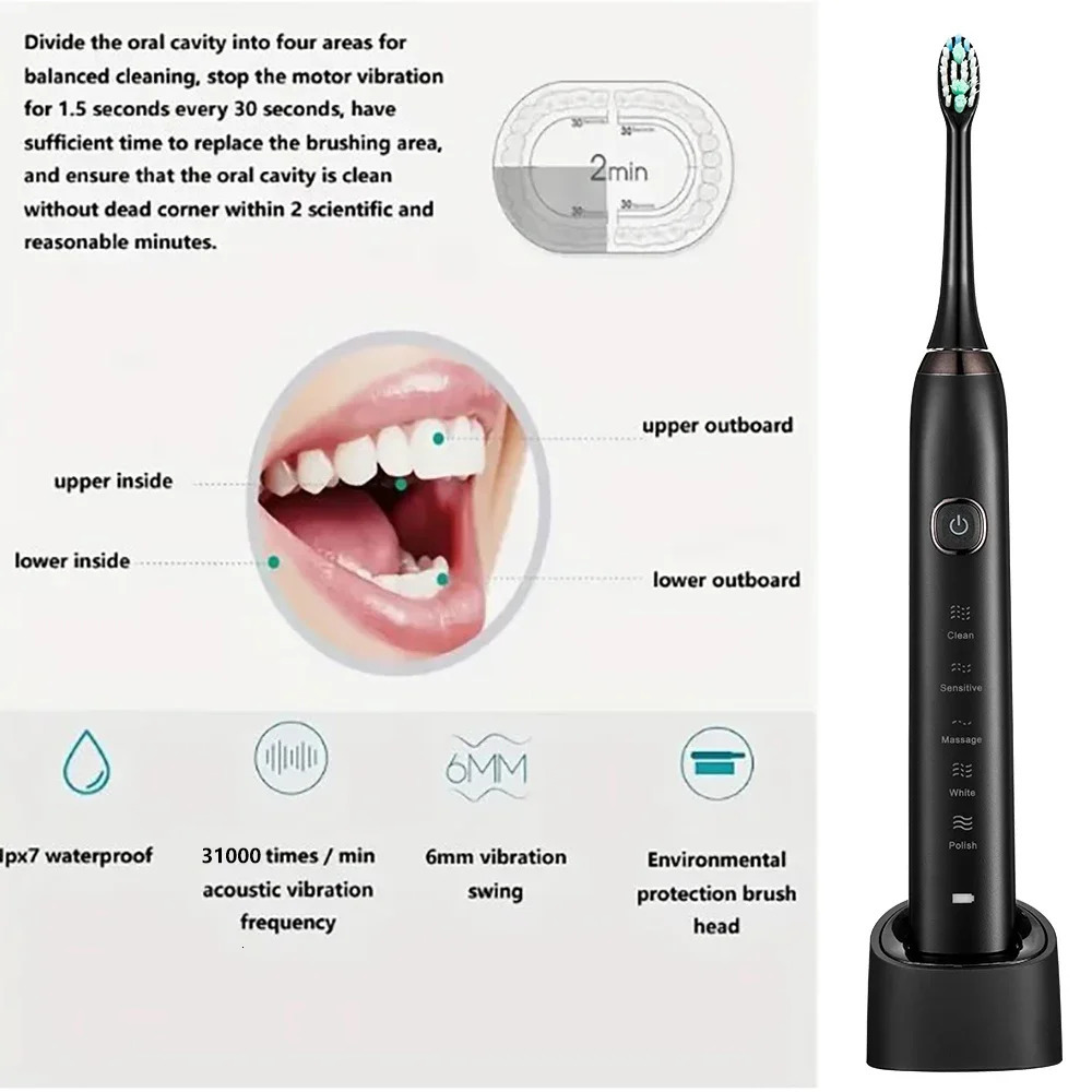 Sarmocare Ultrasonic Toothbrush Electric S100 IPX7 Waterpro Charging Sonic Childrens Tooth Brush USB Travel Case Szczoteczka 241122