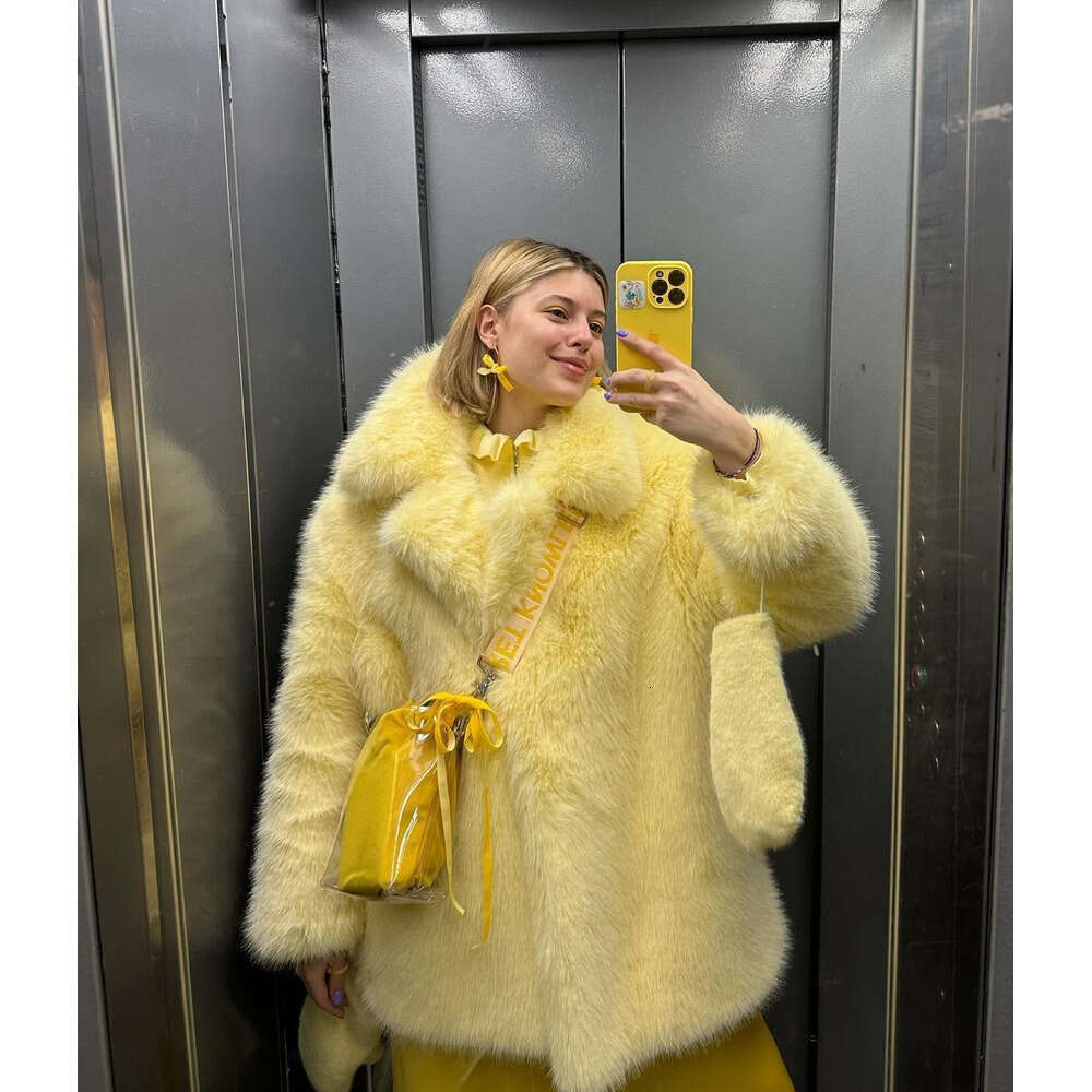 Winter young fur women's medium long loose internet famous fried street imitation fox plush coat