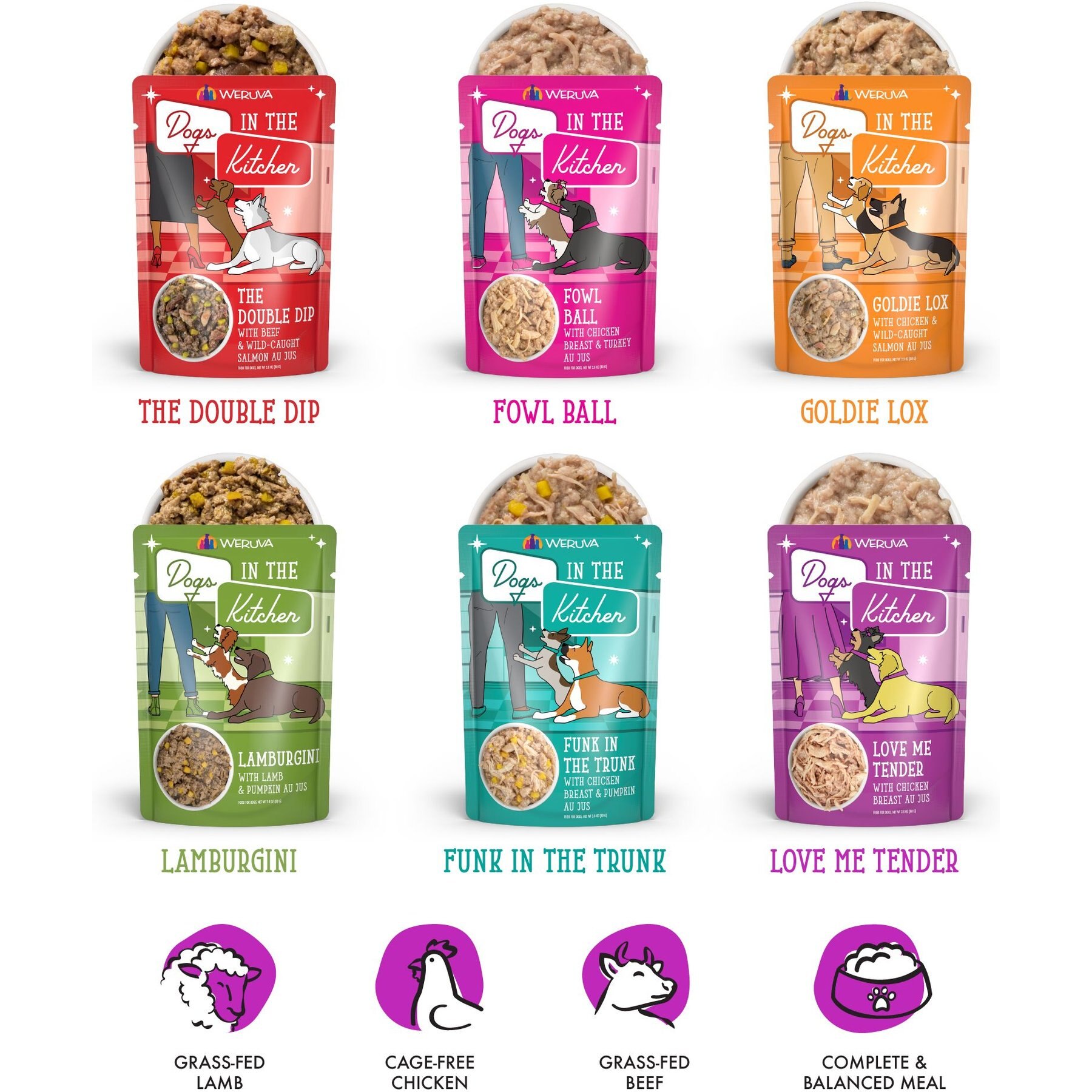 Weruva Dogs in the Kitchen Pooch Pouch Party! Variety Pack Grain-Free Dog Food Pouches