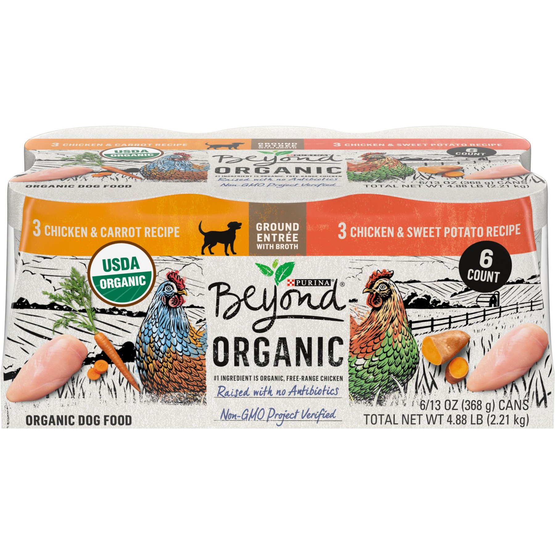 Purina Beyond Organic Chicken Recipes Variety Pack High Protein Wet Dog Food, 13-oz can, case of 12