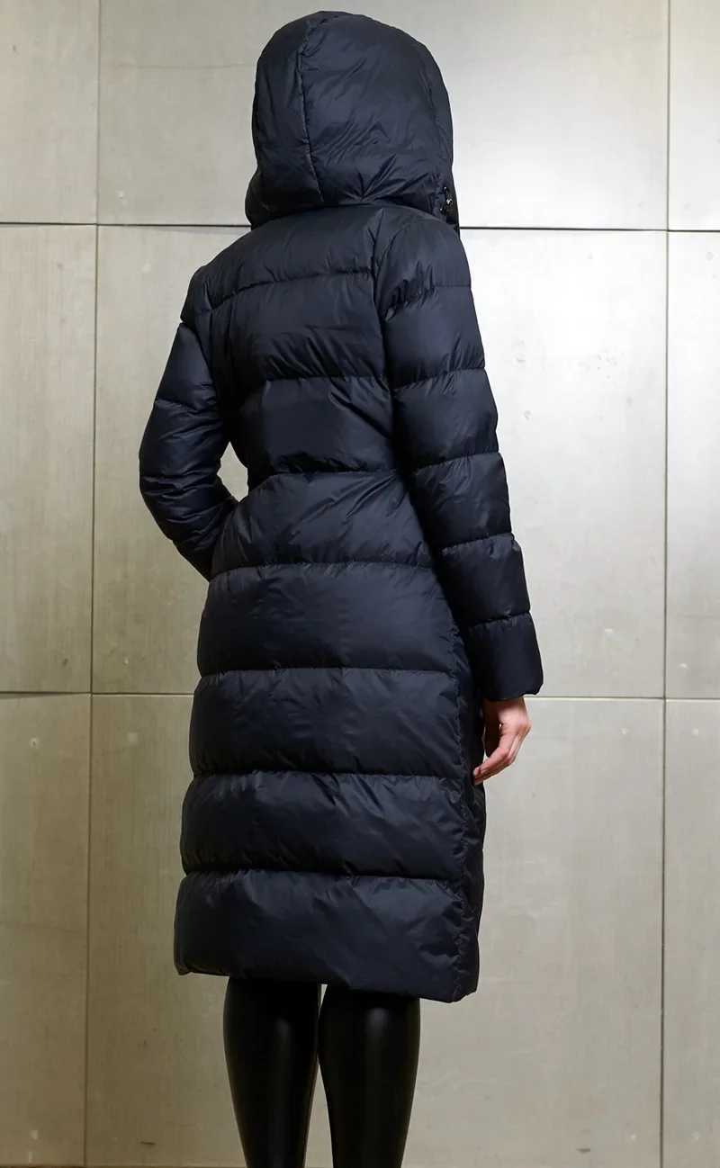 2024 European American Fashion Irregular Design Down Jacket Womens Winter Warm High Neck Hooded Duck Down Jacket W241122