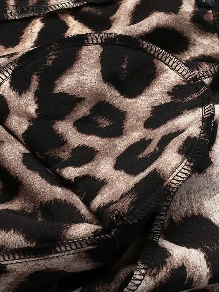 ZANZEA Women OL Blazer Fashion Ladies Office Suits Button Up Outwears Oversized Spring Summer Female Leopard Lapel Coats 240407