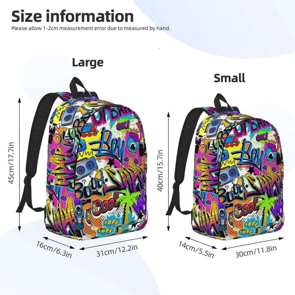 Graffiti Trc Cartoon for Teens Student School Bookbag Canvas Daypack Middle High College Hiking