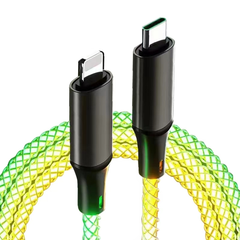 Factory Price 100W LED type c cable fast charging Light Up Lightning cable data usb Mobile iphone cables for Apple,Huawei, OPPO, Vivo