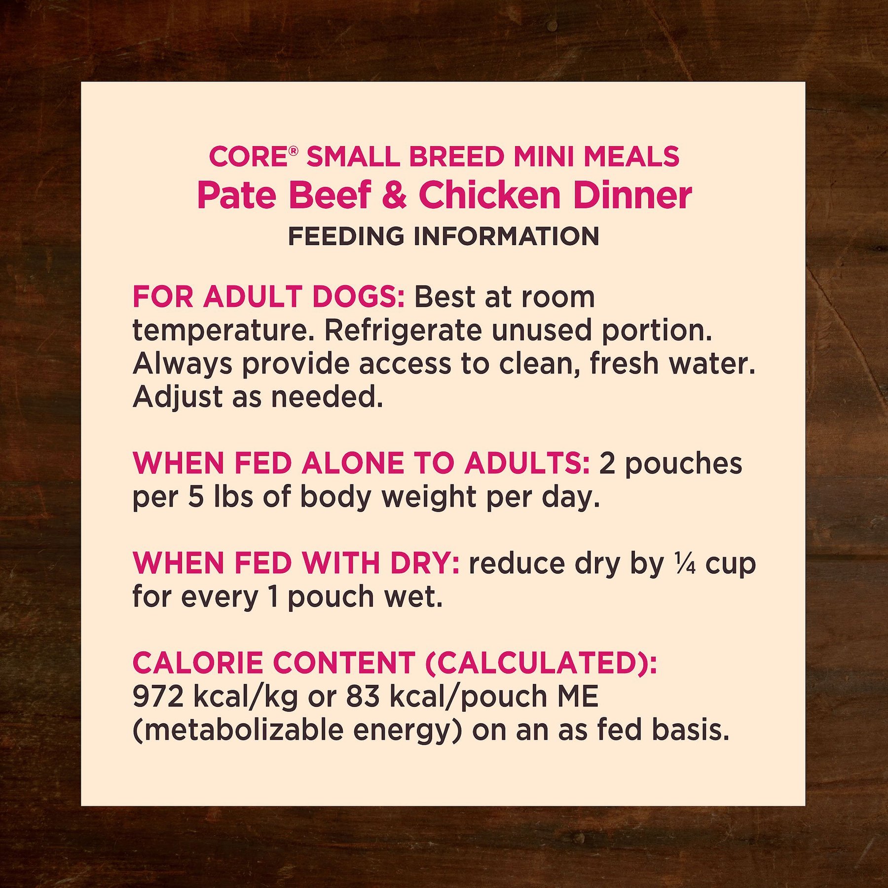 Wellness CORE Grain-Free Small Breed Mini Meals Beef & Chicken Pate Dog Food Pouches