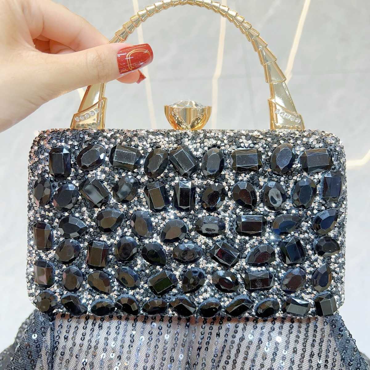 banquet handbag womens handheld crossbody bag single shoulder luxury small bag full diamond shining banquet bag 241122
