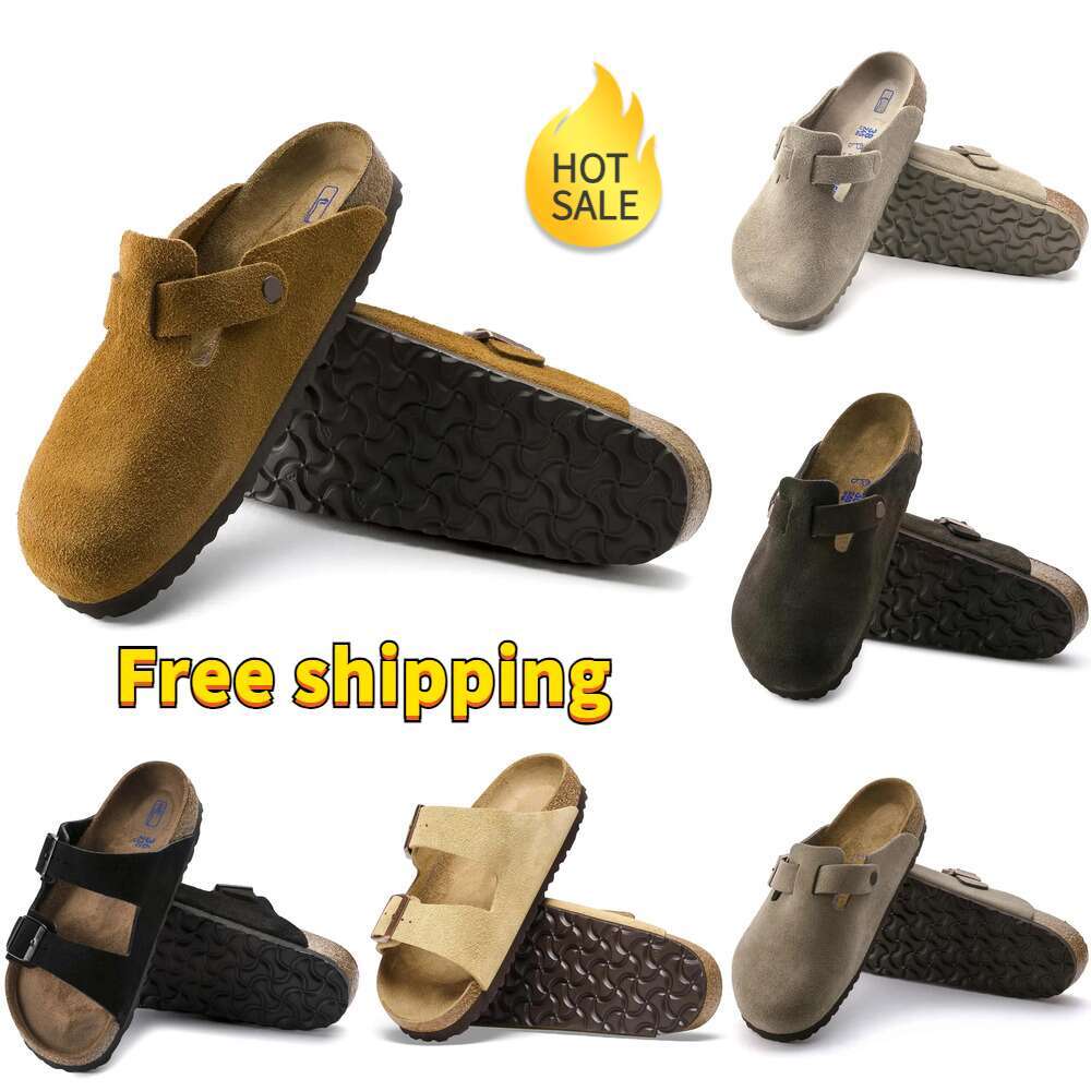 Designer Birocks Clogs Sandals Slides Men Women Cork Flat Soft Suede Leather Outdoor Platform Slippers Top Quality 989