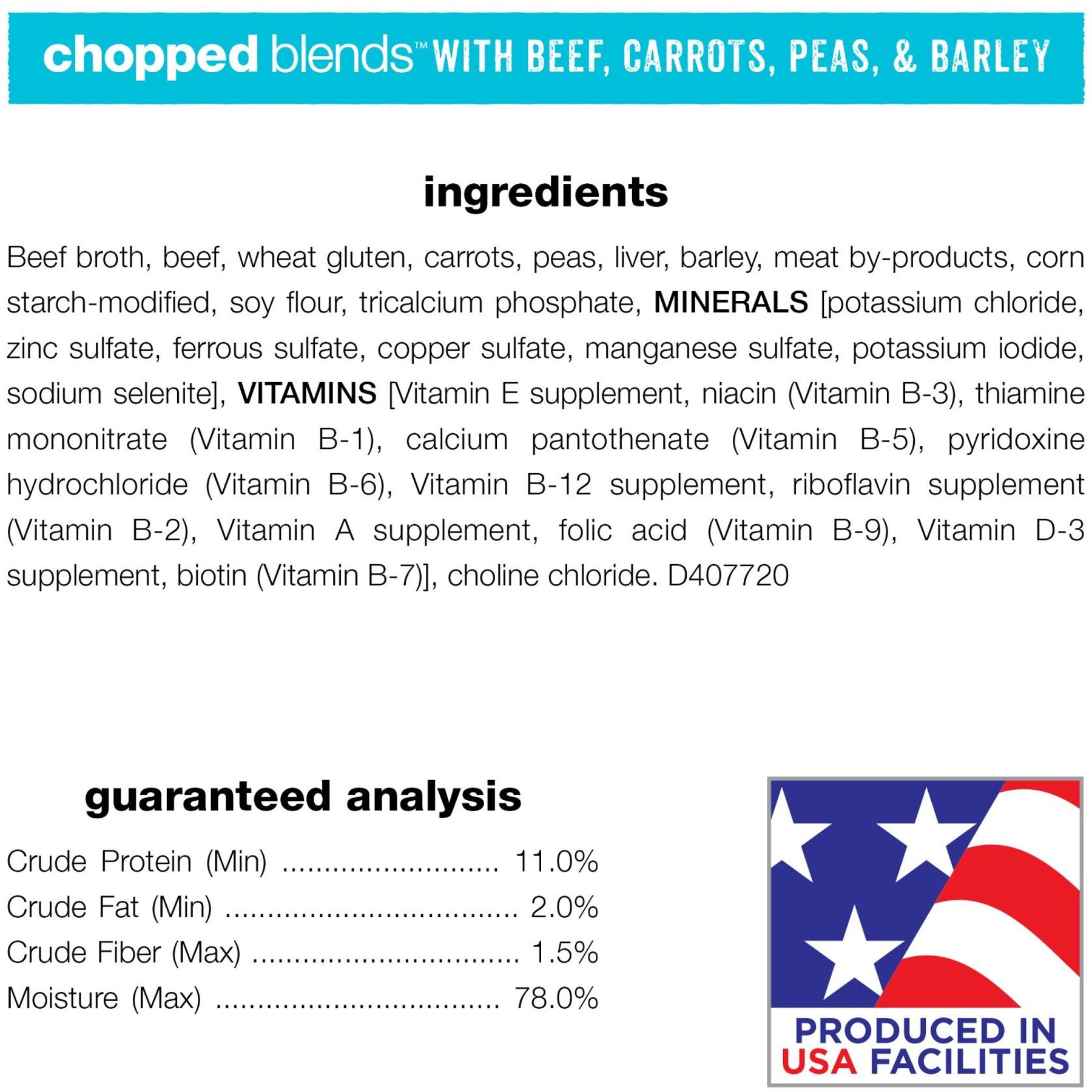 Purina Beneful Chopped Blends with Beef, Carrots, Peas & Barley Wet Dog Food