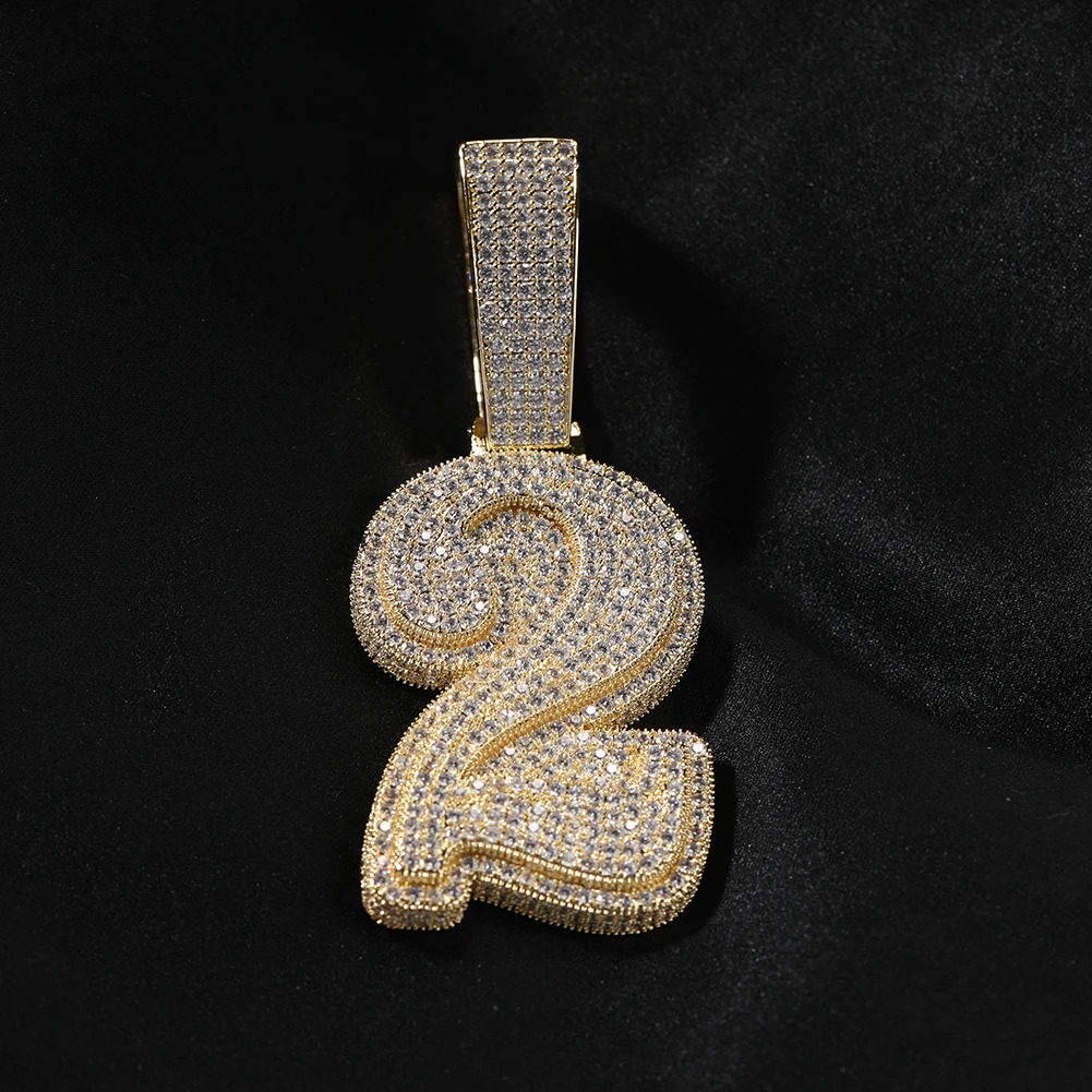 TBTK Big Size Lucky Number 0-9 Pendant Necklace Micro Paved Out 5A Cubic Zirconia Charm Necklace Hiphop Jewelry 241122