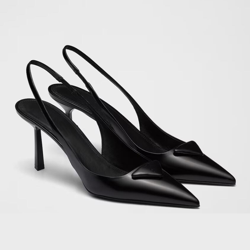 Slingback pump Women Dress Shoes designer heels Brushed Leather sandals High Heel womens stiletto heels ladies sandal Classic Wedding Party shoes with box