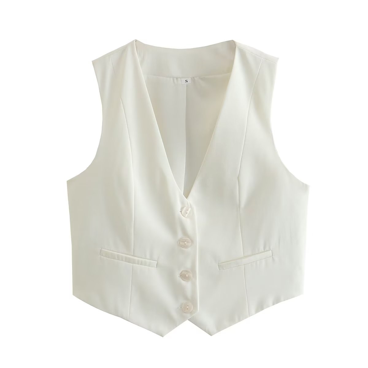 women Single breasted suit vest Woman's Vest White V Neck Single Breasted Vintage Retro Tooling Waistcoat Formal Casual Business Slim Waistcoat W