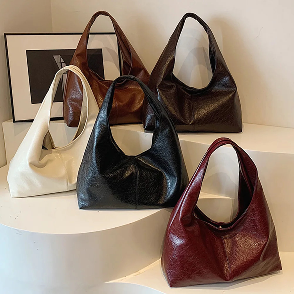 Red Bag for Women PU Leather Shoulder Bags Trendy Hobo Bag Retro Tote Handbag Purse for Women Bag Vintage Handbags 241122