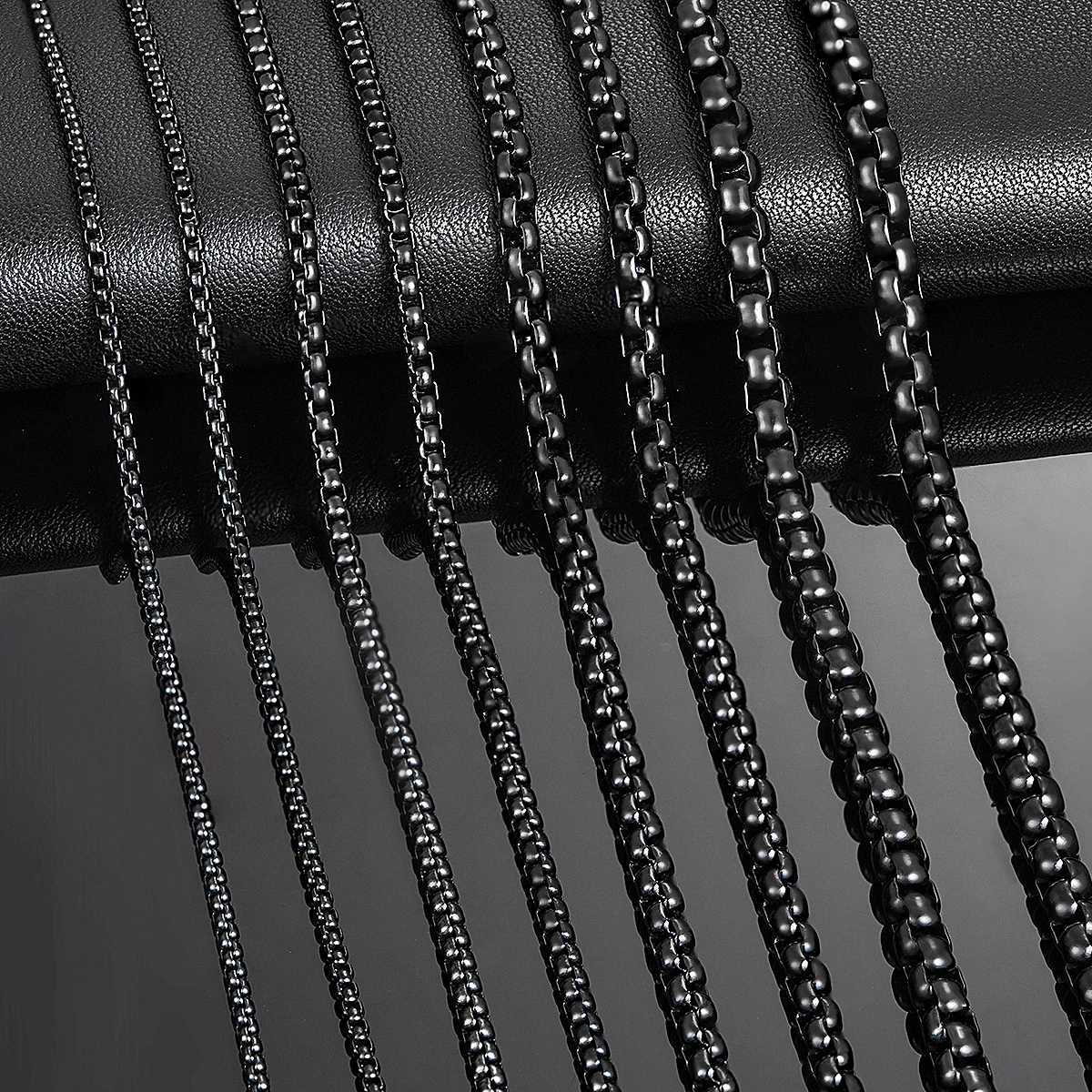 1 Piece 2mm/3mm/4mm/5mm Black Color Box Link Chain Classic Curb Necklace Stainless Steel Jewelry for Men WomenXJ241123
