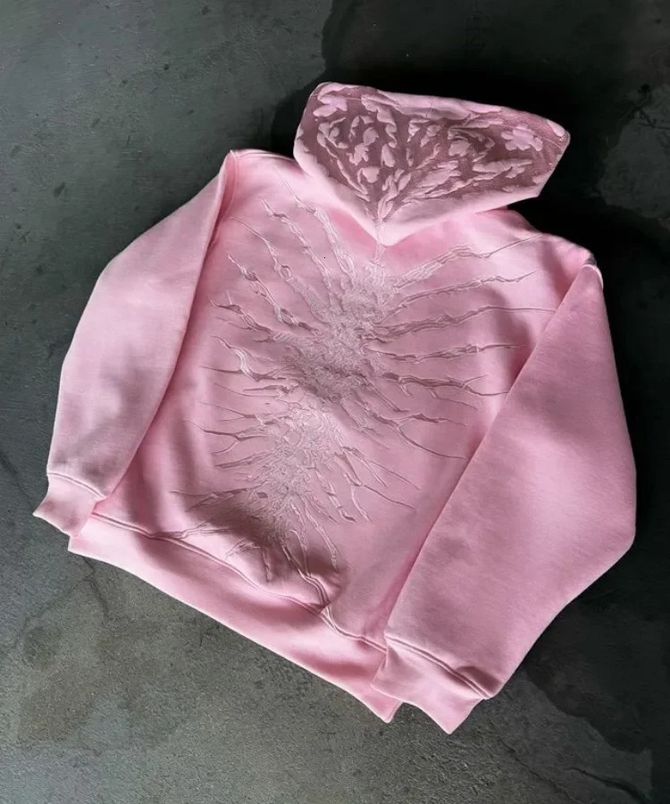 Autumn Ghoul Embroidered Hoodie Suit Street Harajuku Plus Velvet Warm Casual Y2k Winter Clothes Women Traf 241121