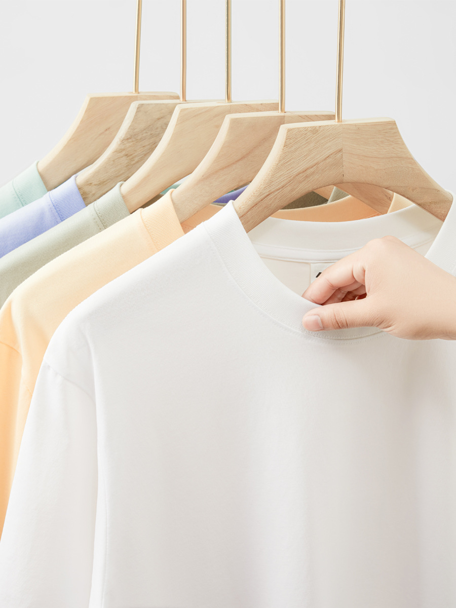 2024 Summer mens women shirts tees 230g heavy cotton short sleeve T-shirts men loose solid color base shirt T shirt white clothes shirt Breathable S-4