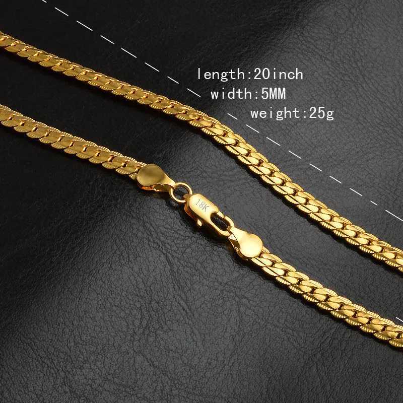 5Mm Miami Cuban Link Chain Necklaces For Women 18-24 Inches Choker Gold Color Necklace Fashion Jewelry Giftx24