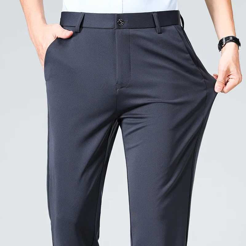 Mens elastic casual pants business suit pants spring and summer breathable dress pants full-length mens work clothes W241220