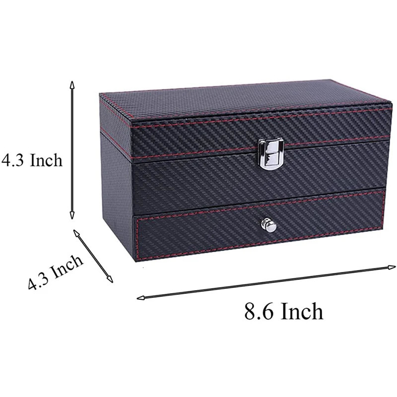 Watch box PU leather jewelry organizer mens/womens travel display box 4-slot magnetic top black 241122