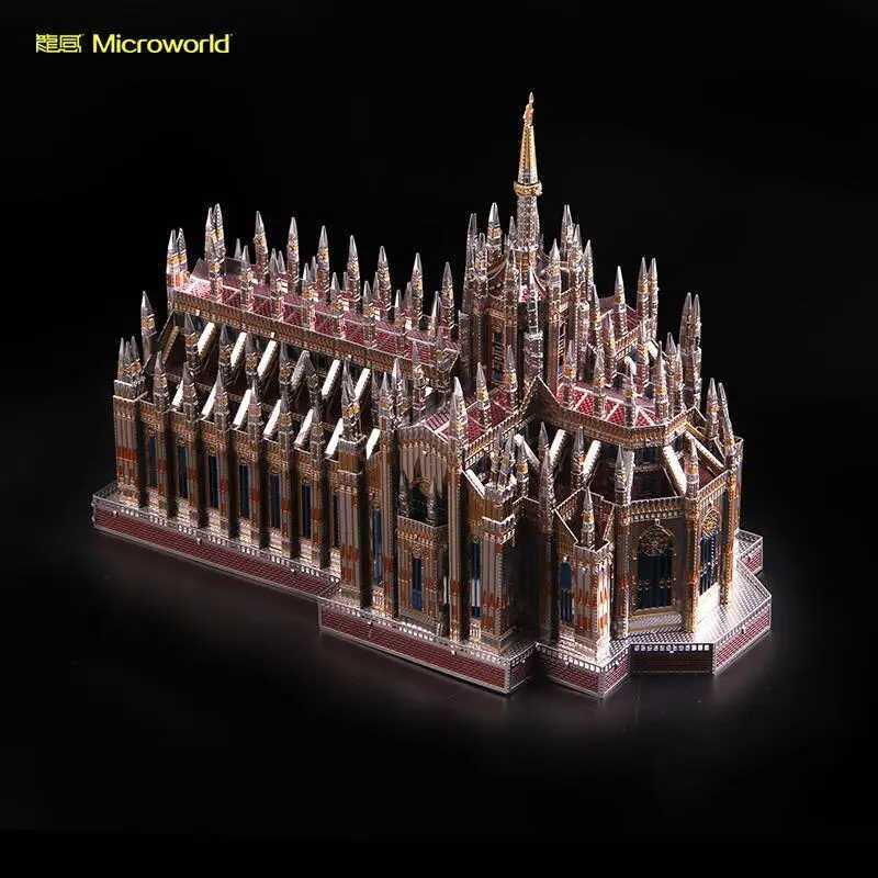 MMZ model Microworld 3D metal puzzle Milan Cathedral building model kit DIY 3D laser cutting puzzle toy adult gift X241122