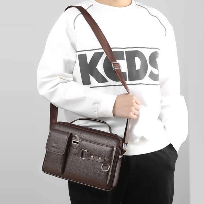 Men Cross body Messenger Handbag Business Briefcases Laptop Retro Office PU Leather Male Top Handle One Shoulder Bag