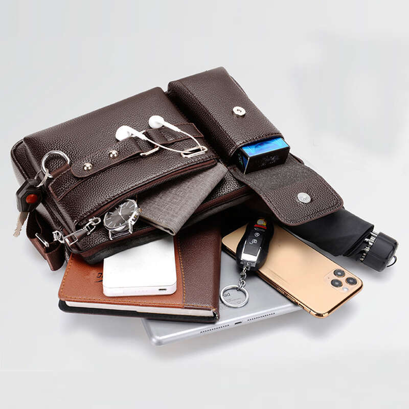 Men Cross body Messenger Handbag Business Briefcases Laptop Retro Office PU Leather Male Top Handle One Shoulder Bag