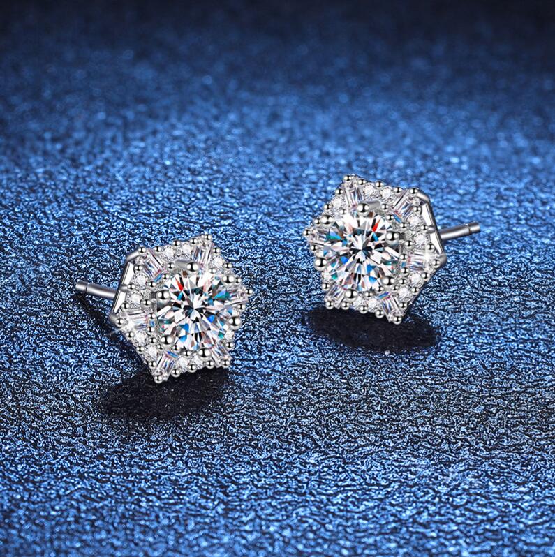 Sterg Sier Round Cut Moissanite Stud Earrings: Sparkle Your Wedding Day