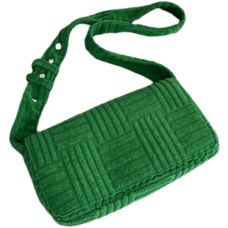 LEMON KOKO Green Towel Fabric Handbags And Purse Designer Crossbody Fashion Pillow Bags For Women Shoulder Bag Ladies Tote Clutch
