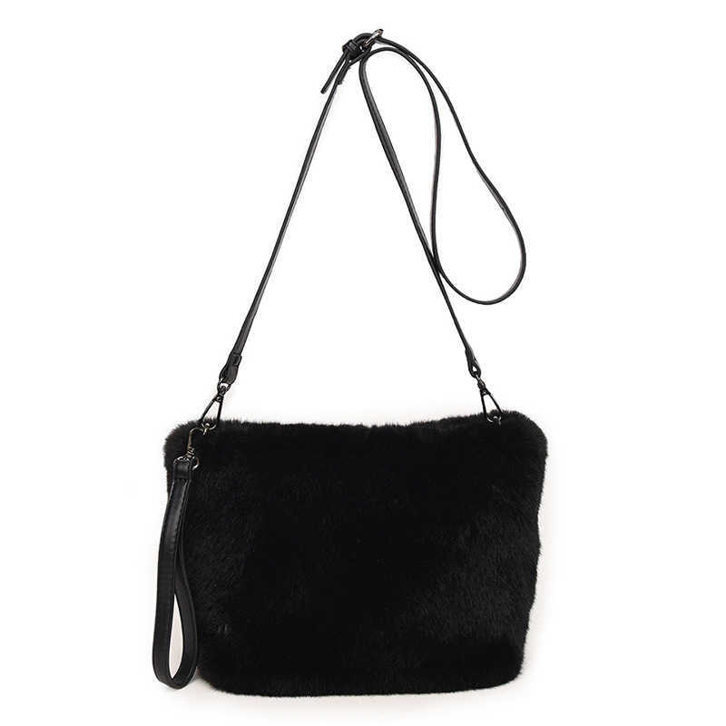 Autumn and winter imitation fur bag square tube bag solid color women's handbag diagonal cross fashion trend commuting daily bucket bag