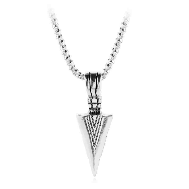 Mens Fashion Jewelry Black Gold Silver Color Arrow Head Pendant Long Chain Necklaces Mens Necklaces Ladies Arrow NecklaceXJ250121