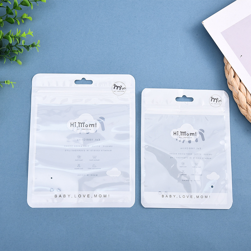 Minimalist food packaging bags wholesale with three sided cover ribs for storage letter printed headband self sealing bag with logo printing capabilit
