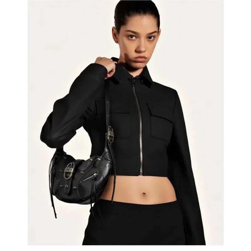 JW PEI Womens Elegant Large Capacity Motorcycle Oil Wax Leather Bag Single Shoulder Cross body Bag Luxury Underwear Bag Y241123