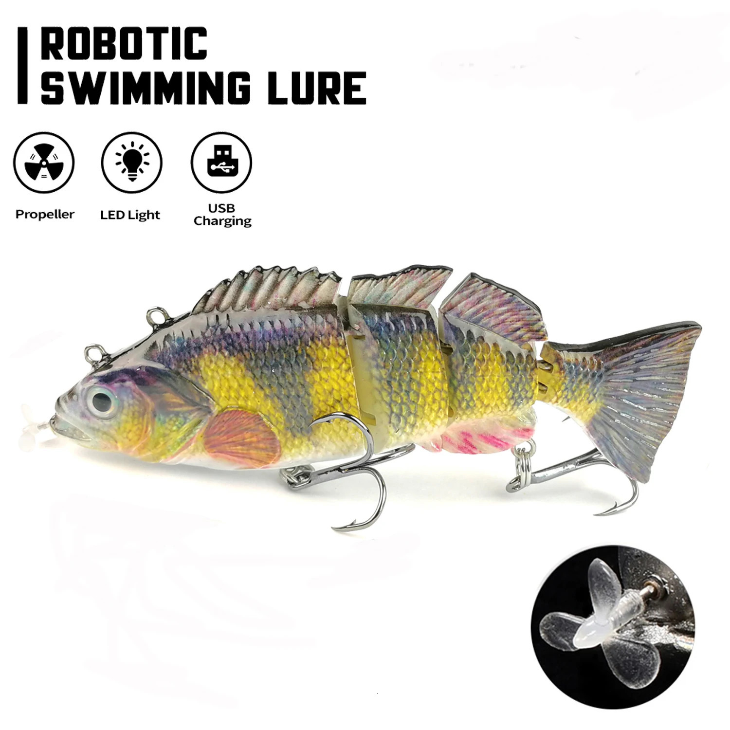 Robot swimming bait 130mm 4-stage swimming pool 35/54g fishing automatic electric follicle generator USB charging LED light for bass Pike 241122