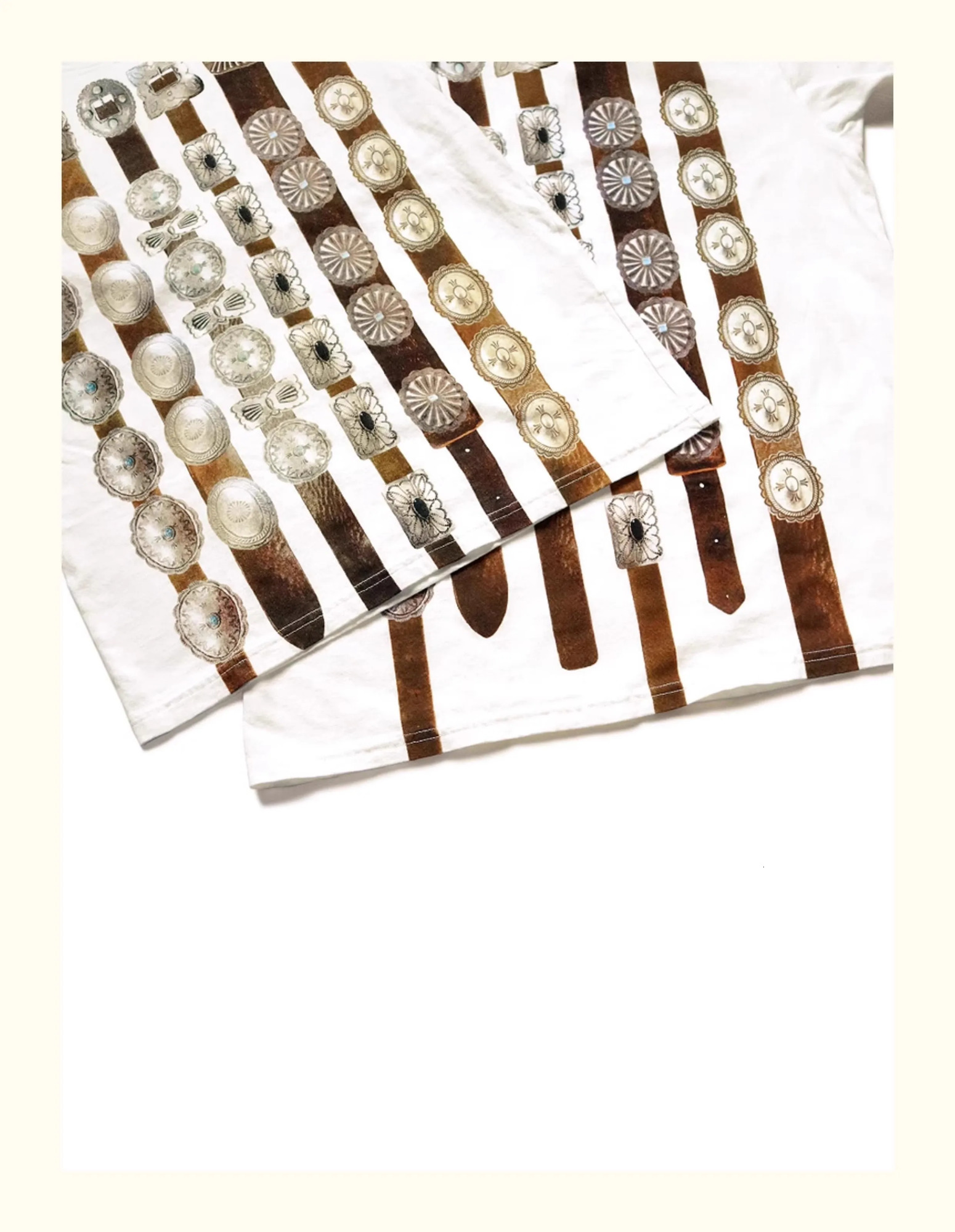 2024 KAPITAL Japanese style pure cotton metal belt decorative pattern style short sleeved T-shirt TX1079 240417