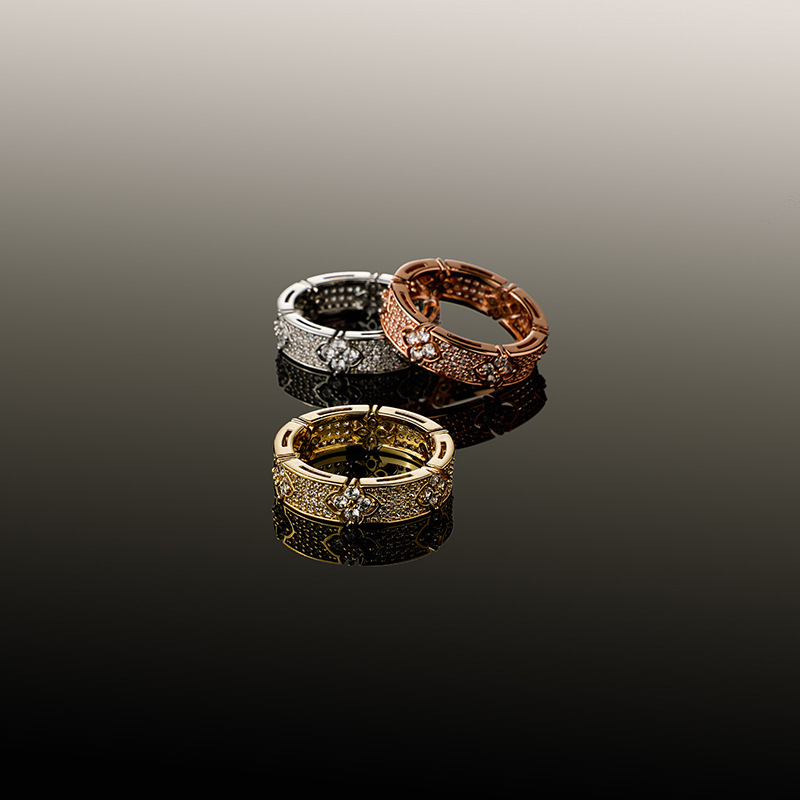 Hip Hop Lover Cross Flower Ring Full AAAAA Cubic Zircon Men Women Couple Religious Jewelry