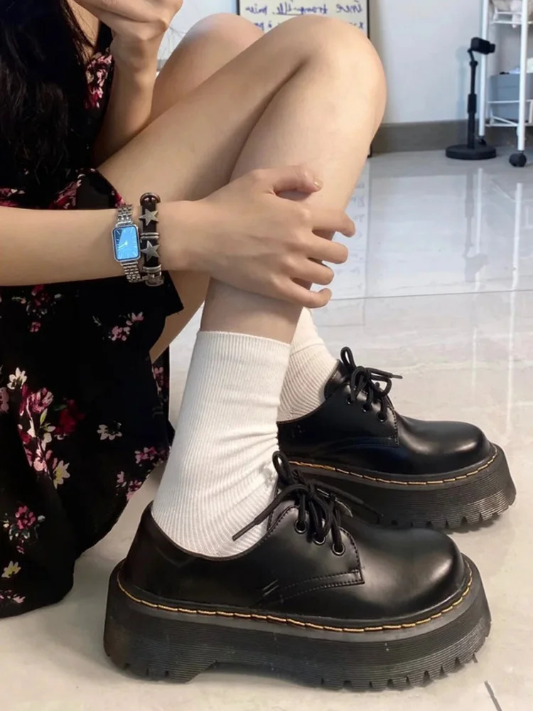 Casual womens shoes British style Modis round toe fur black flat Clogs platform Oxford Shallow Preparatory Su 241122