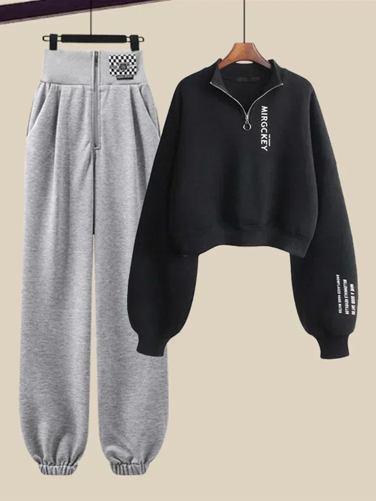 Women Casual Sport Suit Spring Autumn Fashion Pullover High Waist Jogger Leisure Sweatpants Female Running 2 Piece Sets 241121