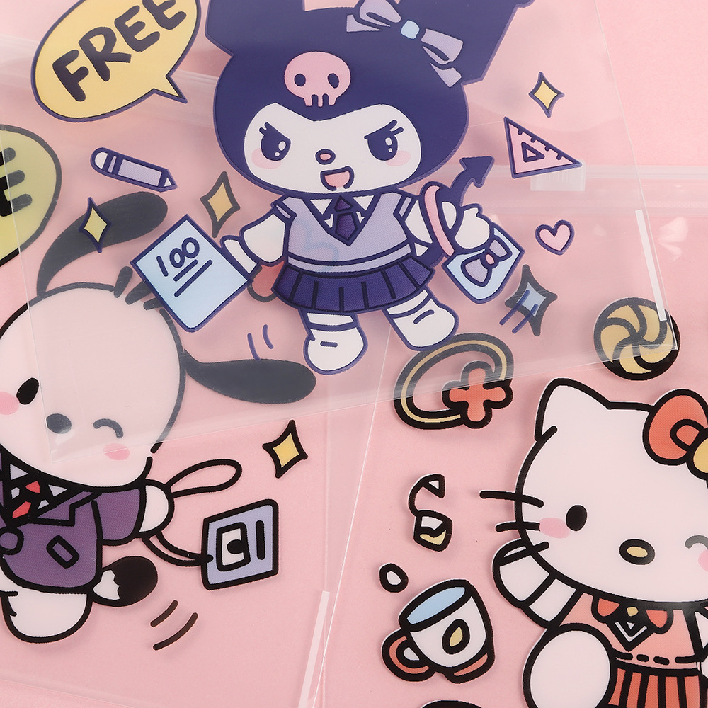 Cute cartoon self sealing bag transparent candy snacks gift zipper office desktop storage flat pocke