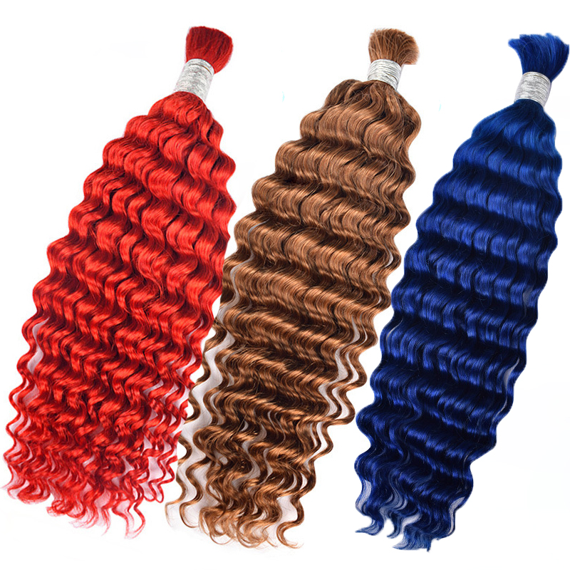 Full human hair Black hair blonde orange pink hair bundle deep wave ladies human hair European and American high-end brown Hair Bulks