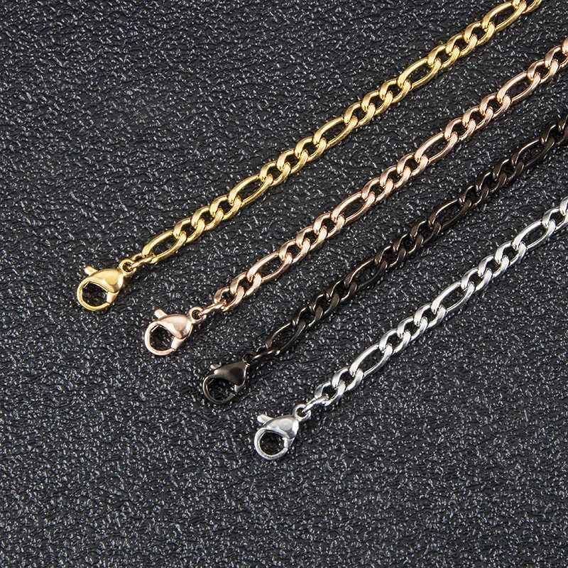 Fashion New Figaro Chain Necklace For Men Punk Silver Color Stainless Steel Long Necklace Men Hip Hop Jewelry Gift XJ250708