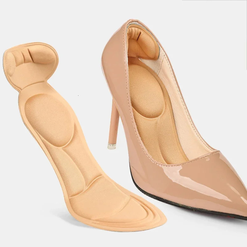 7D Soft Memory Foam Insole Pad Inserts Heel Post Back Breathable Antislip for Women High Shoe Arch Support Insoles 240419