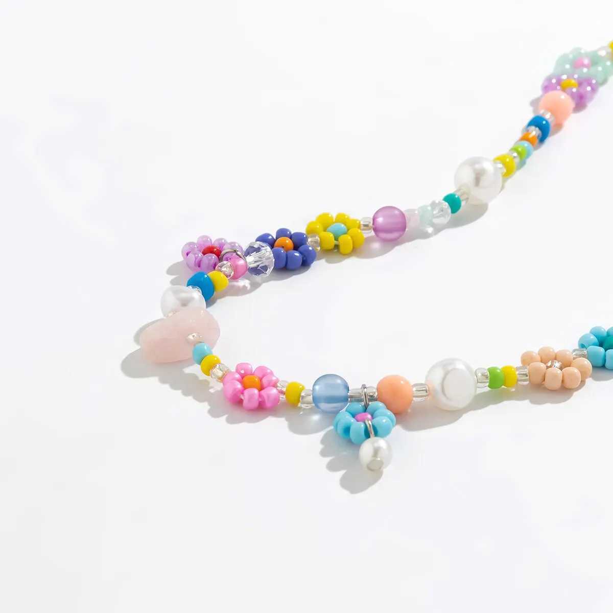 Boho Simple Beads Imitation Pearl Choker Necklace Women Men Vintage Stainless Steel Handmade Chain Aesthetic Y2K Jewelry GiftX241122