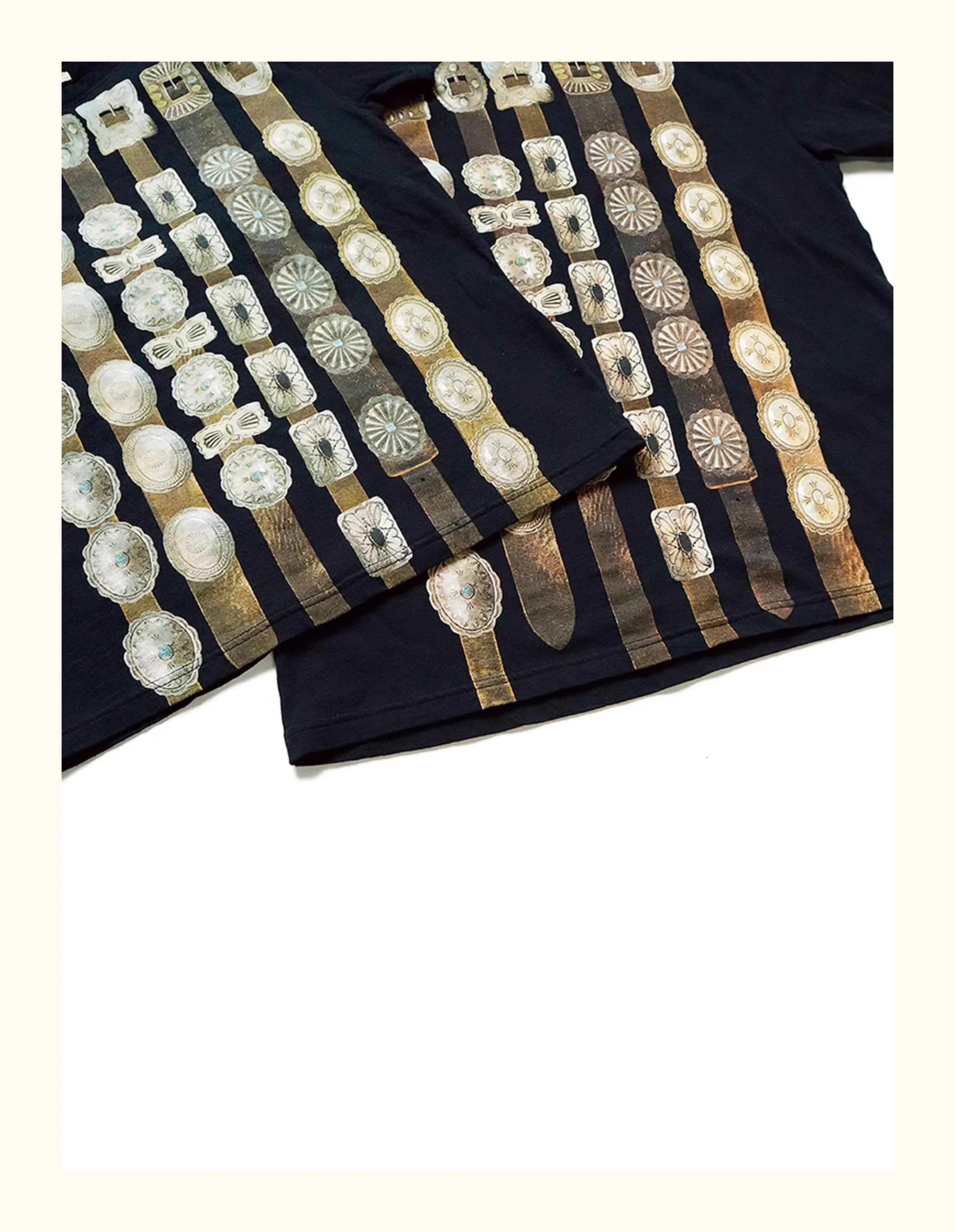 2024 KAPITAL Japanese style pure cotton metal belt decorative pattern style short sleeved T-shirt TX1079 240417