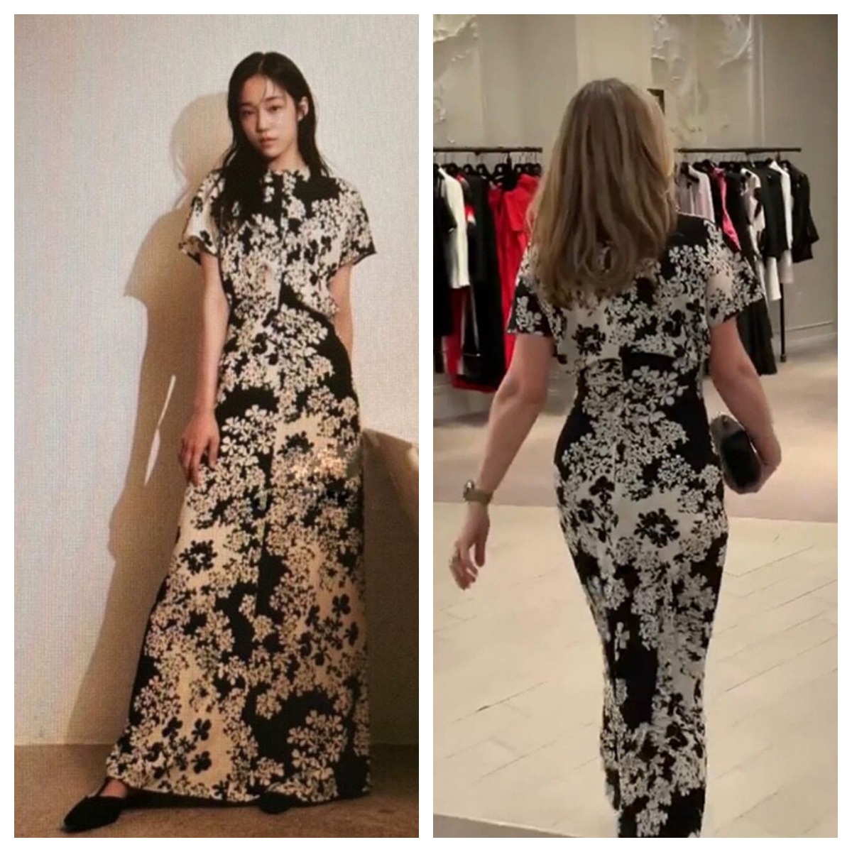 0C426M16 Classic Retro Casual Dresses ZIPPY Basic Slimming Printed Dress Classic Coated Canvas Ankle Length