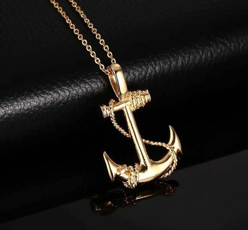 2021 New Style Boat Anchor Charm Chain Necklace Plated Gold Sailor Necklace Popular Exquisite Jewelry Commemorative Gift for MenX241122