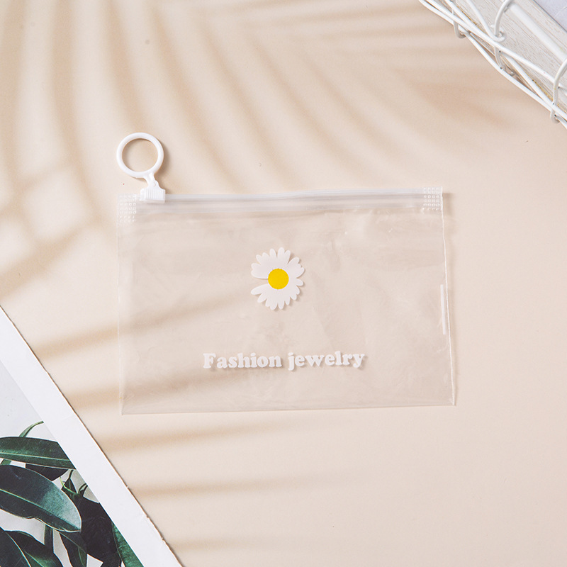 Manufacturer's direct supply small daisy jewelry storage bag transparent ring convenient bag sealed plastic bag large capacity