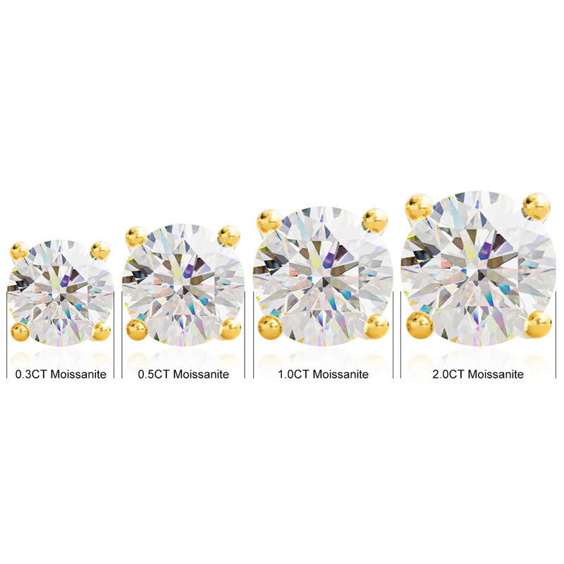 Original genuine 18K gold Mo silica diamond earrings AU750 exquisite womens gift gold earrings exquisite jewelry 241122