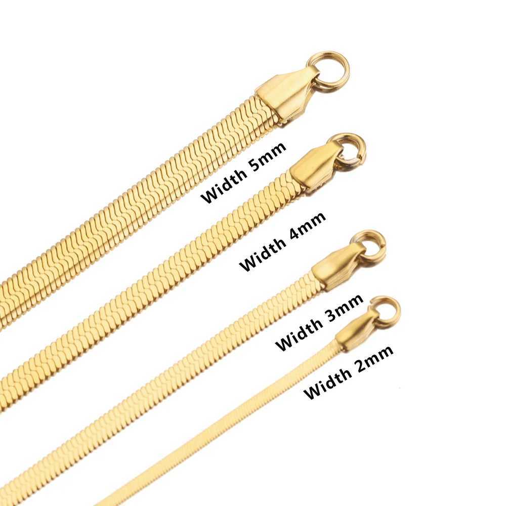 Stainl Steel Plated 18K Gold Cuban Flat Chain Necklace 2/3/4/5mm Blade Necklace Snake Bone Chain Men Women Jewelry GiftsX241123